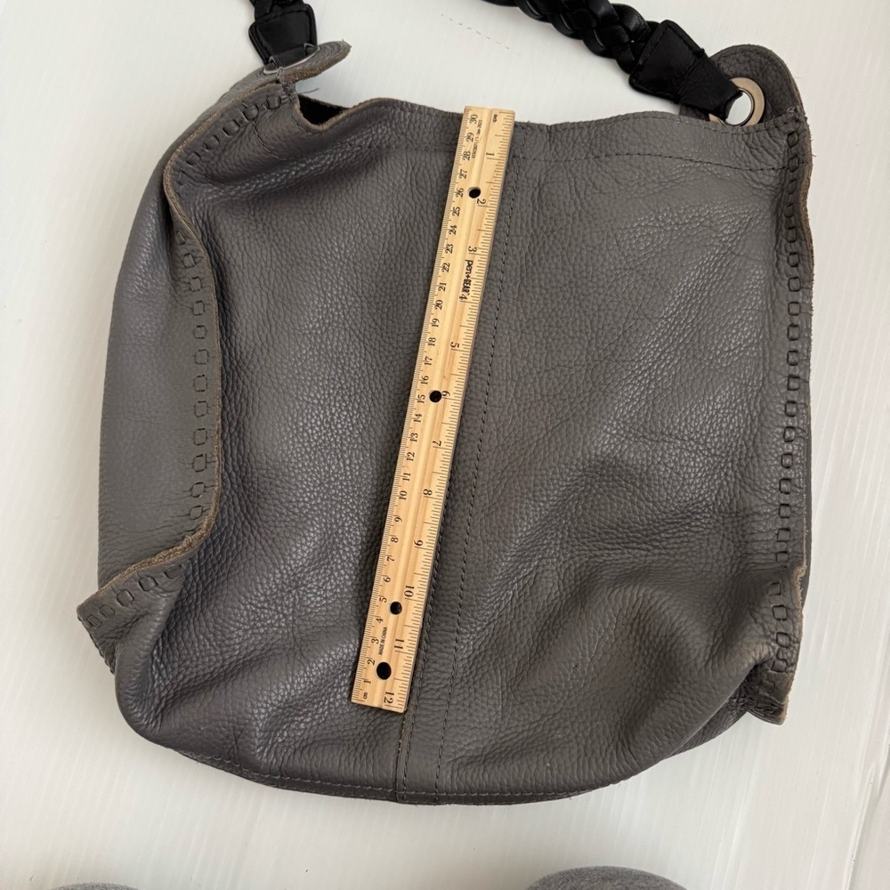 Lucky Brand y2k Gray Leather Women's Bag braided handle super soft leather - Picture 10 of 10
